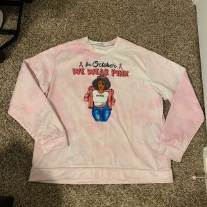 Pink and white XL breast cancer awareness month sweatshirt/pullover